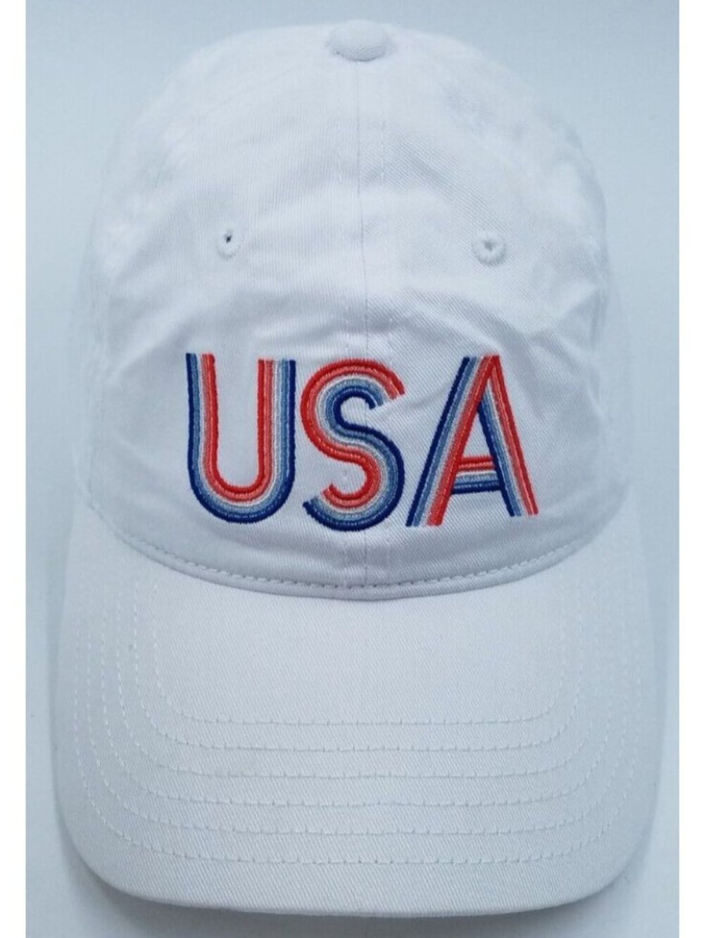 USA Embroidered White Adjustable Strapback Baseball Hat Cap America Patriotic